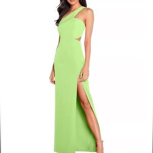 Aidan by Aidan Mattox One-Shoulder Crepe Cutout Gown